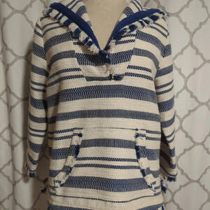 Scotch & Soda Maison Scotch Jolie Vagabonde Fringe Hoodie Size 1  Blue/White